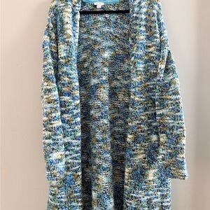 J. Jill Multicolor Long Knit Women's Open-Front Cardigan
